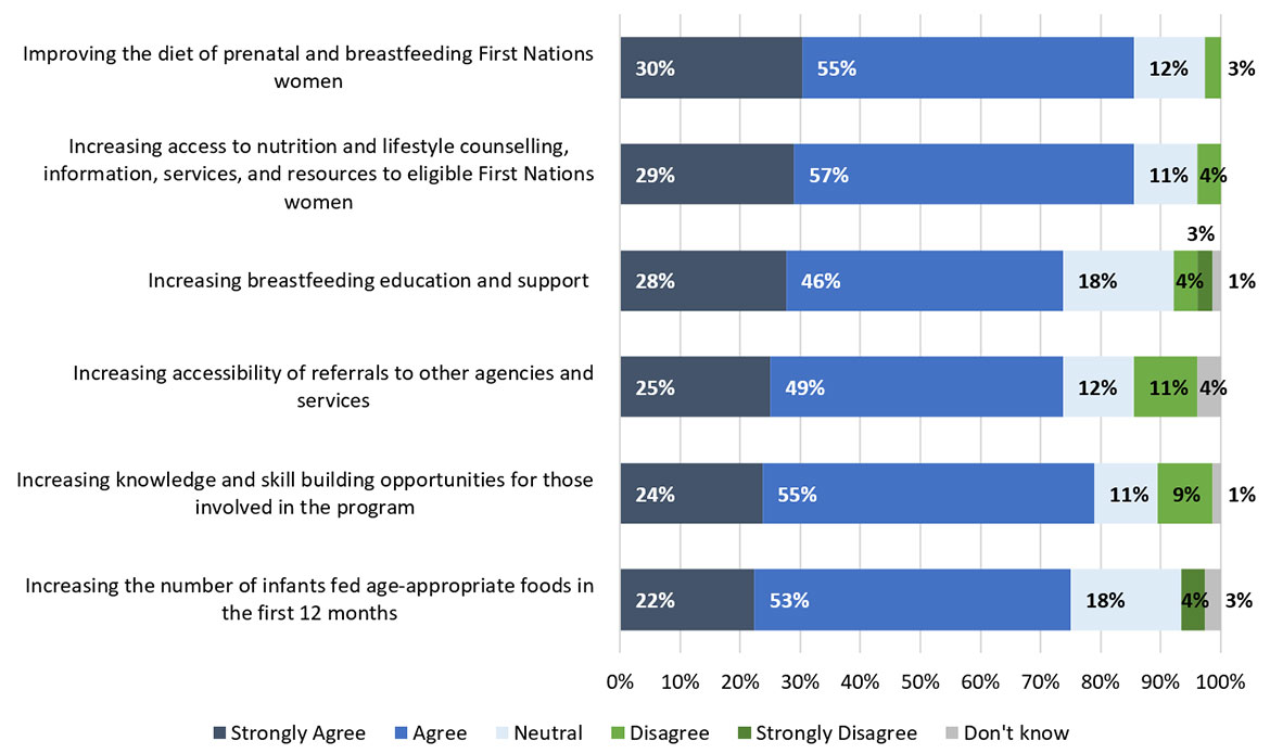 Bar graph showing Level of agreement with the achievement of CPNP Program-level outcomes among survey respondents involved with the CPNP Program