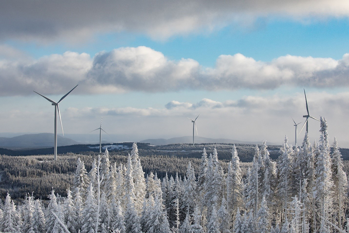 A snowy view of MMBC’s wind farm.