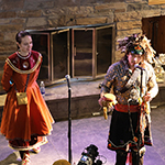 A duo of traditional Indigenous singer and dancer performing a musical show.