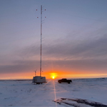 A weather station at sunset.