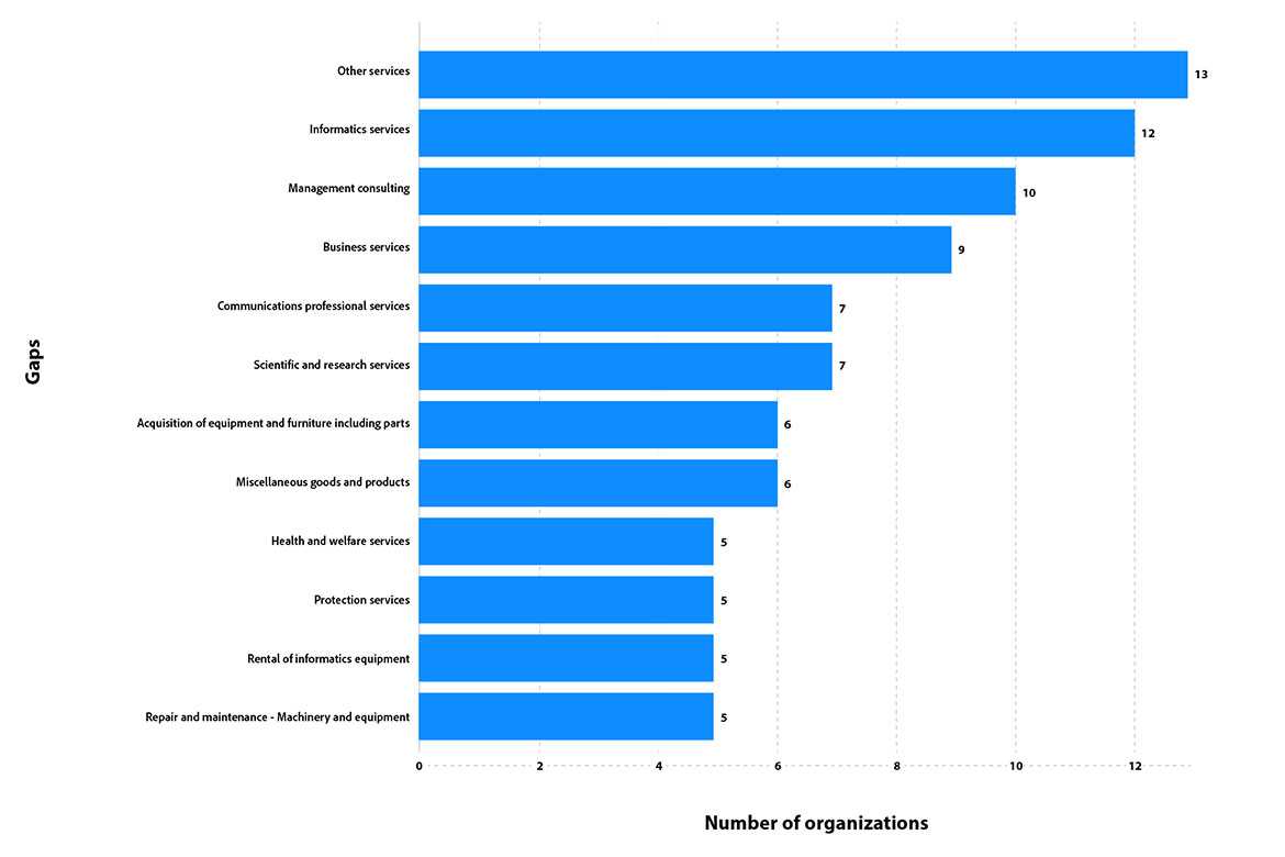 Goods/services (by reporting object name) where Indigenous business capacity gaps may exist