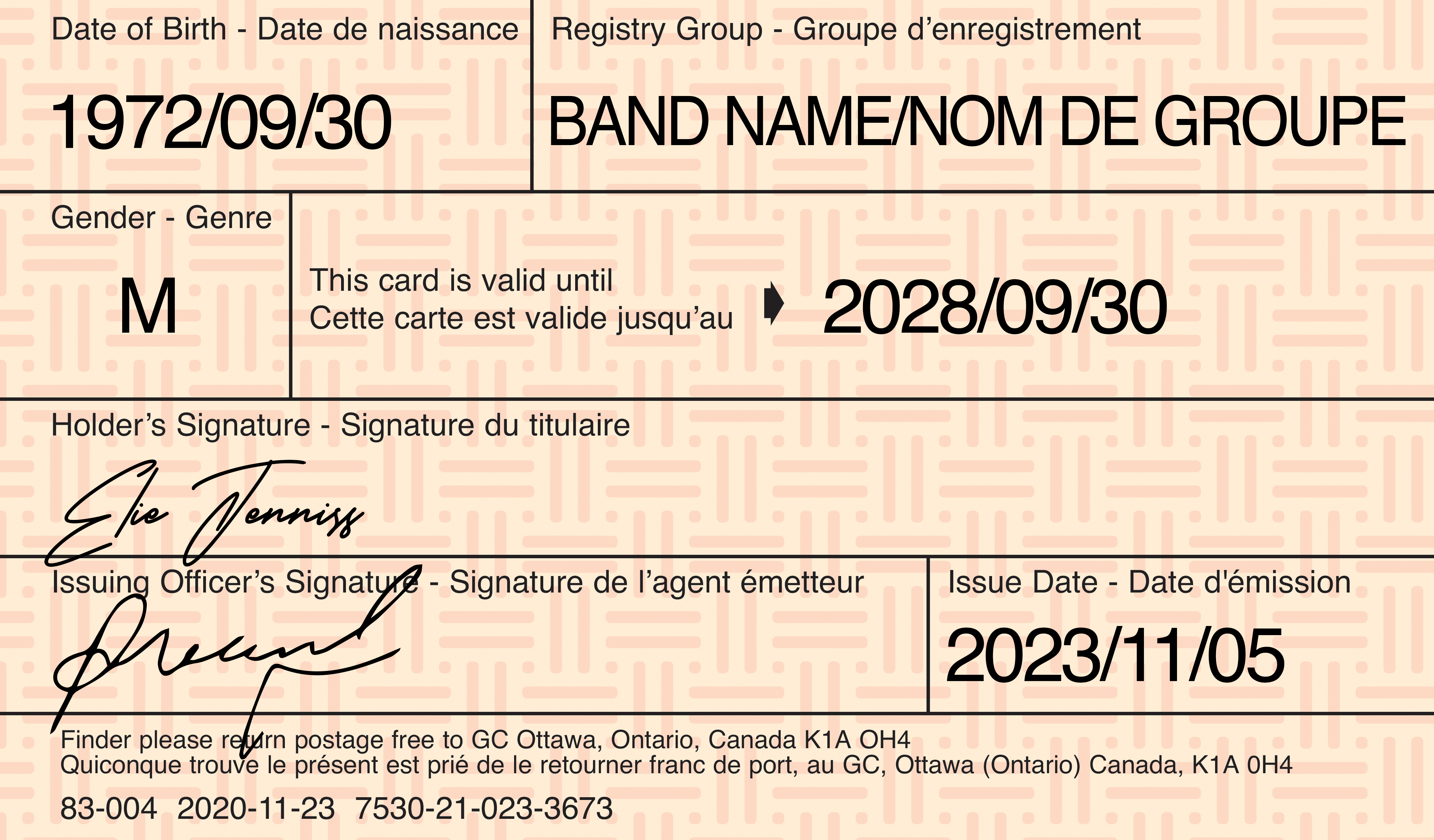 Image of the back of a CIS card