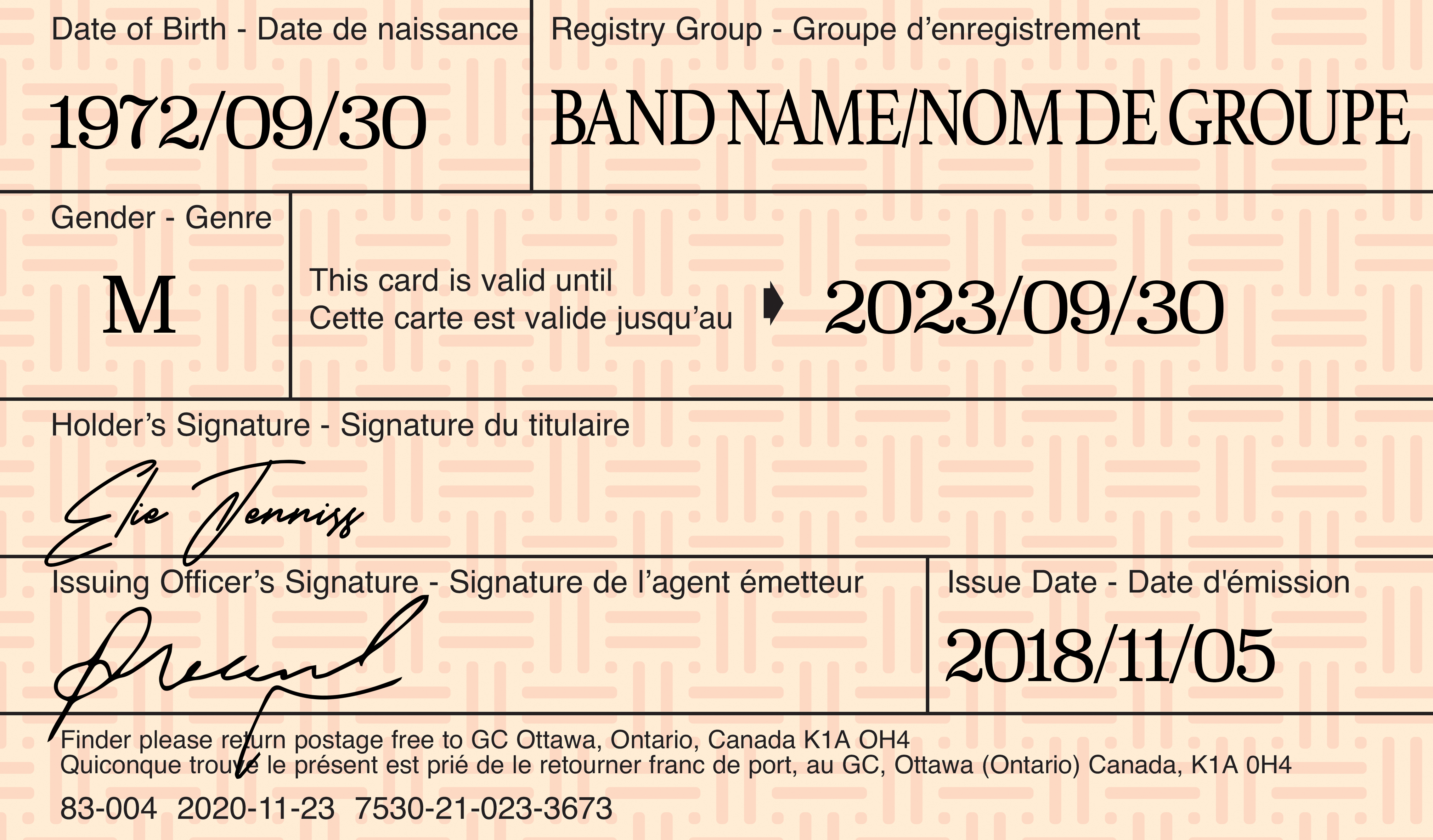 Image of the back of a CIS card