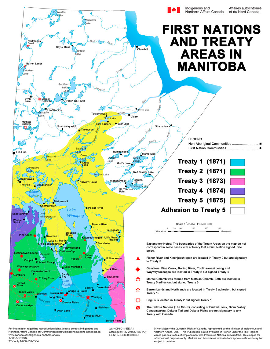 First Nations and Treaty Areas in Manitoba